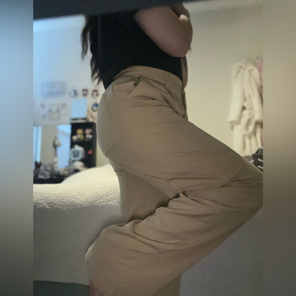 Stylish Tan Wide-Leg Pants